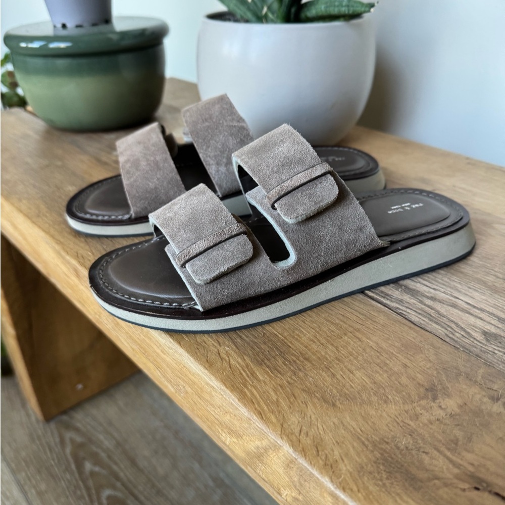 rag & bone Taupe Suede Double Strap Sandals